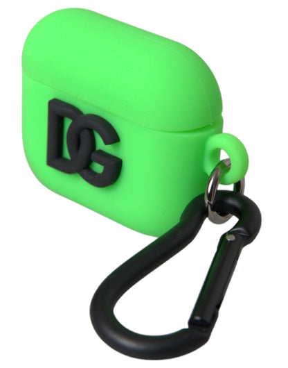 Neon Green Silicone Logo Embossed Airpods Case