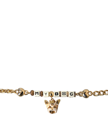 Gold Tone Brass Chain MY DOG Heart Bracelet