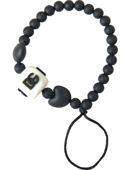 Black White Beaded DG Charm Fashion Bracelet