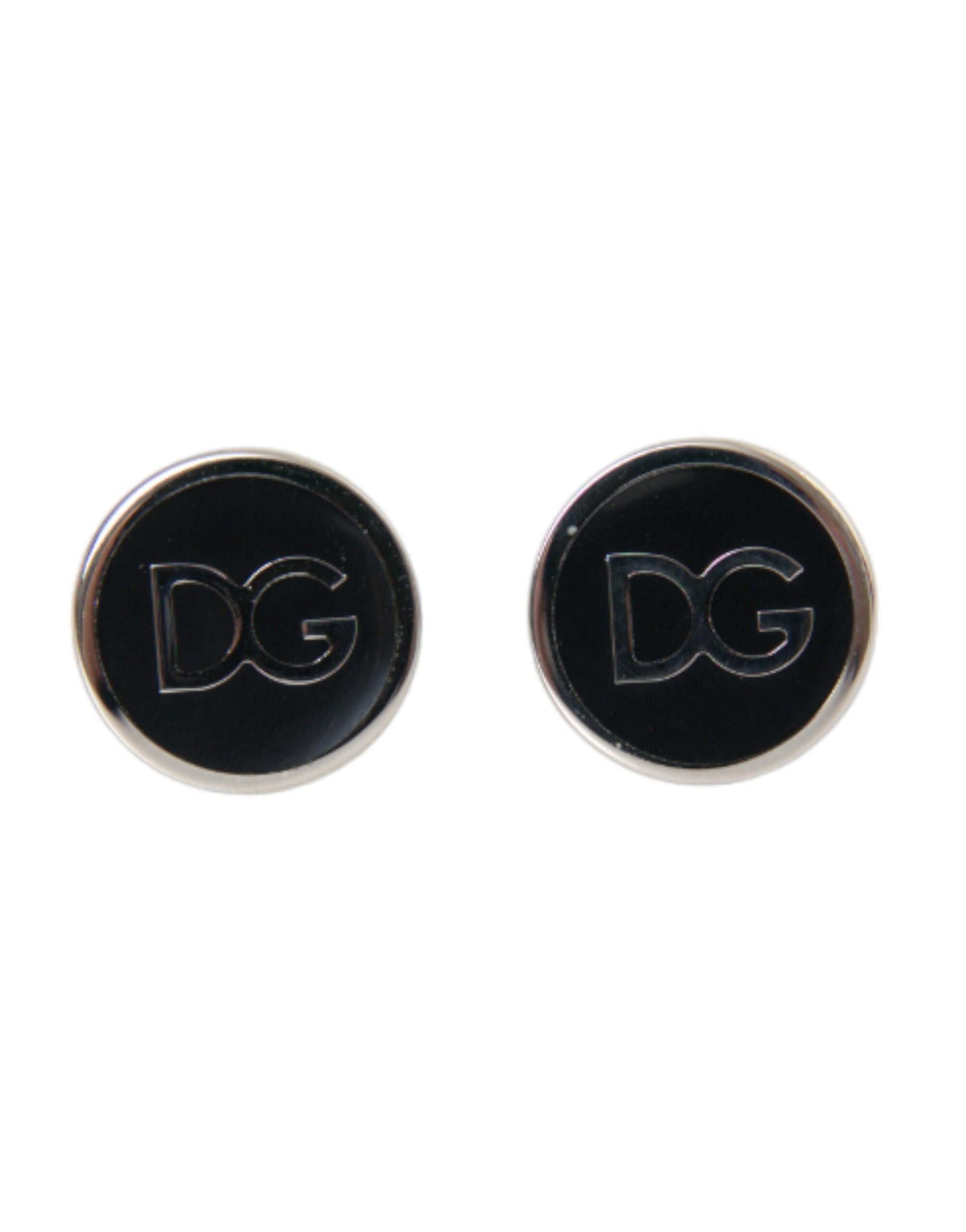 Silver Plated Brass Round Pin DG Logo Cufflinks