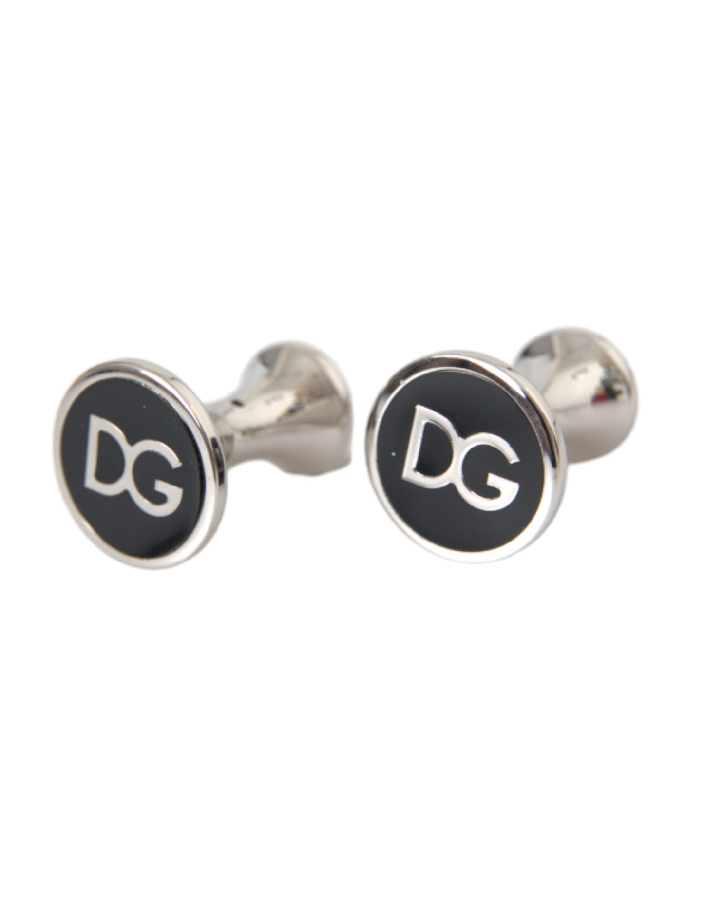 Silver Plated Brass Round Pin DG Logo Cufflinks