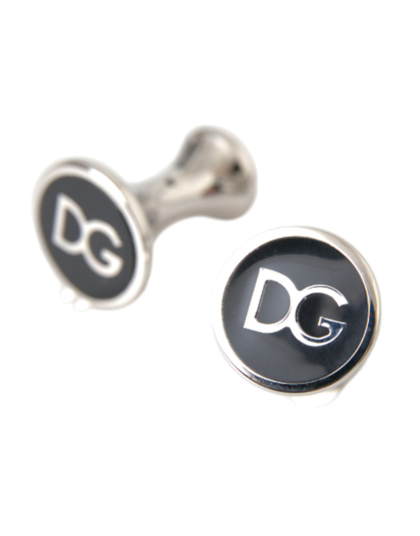 Silver Plated Brass Round Pin DG Logo Cufflinks