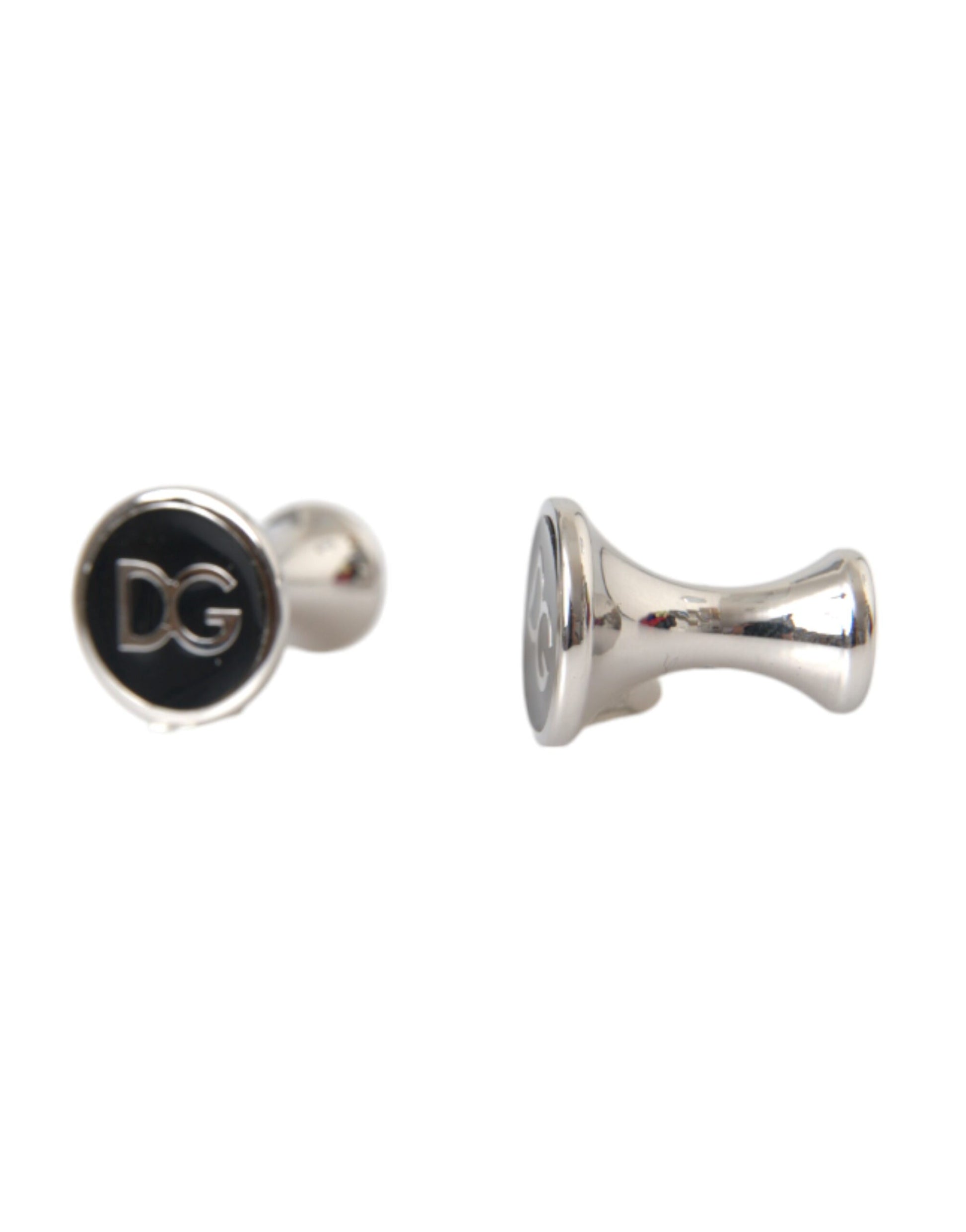 Silver Plated Brass Round Pin DG Logo Cufflinks