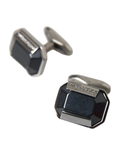 Silver Plated Brass Pin Crystal Cufflinks