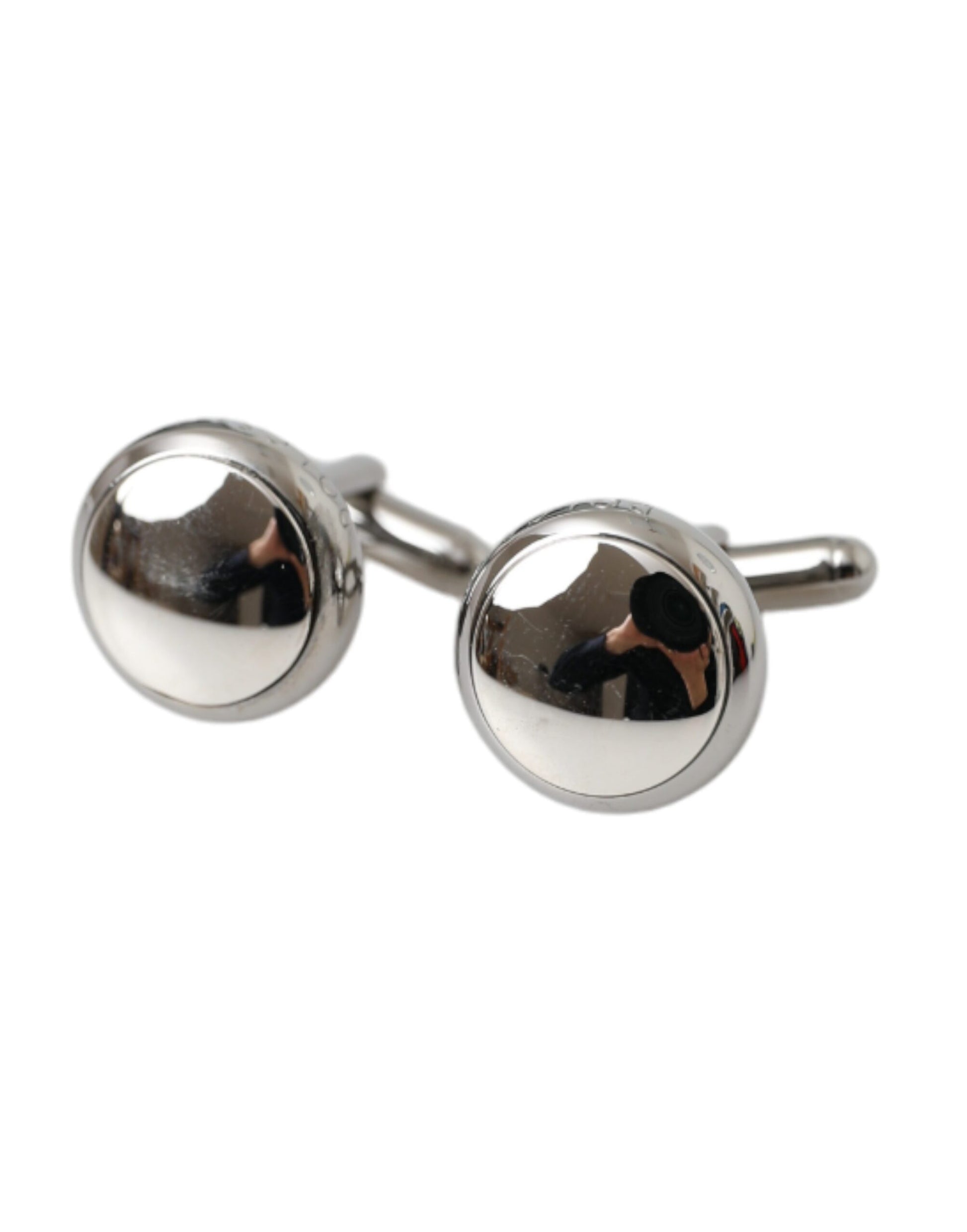 Silver Plated Brass Round Pin Men Cufflinks