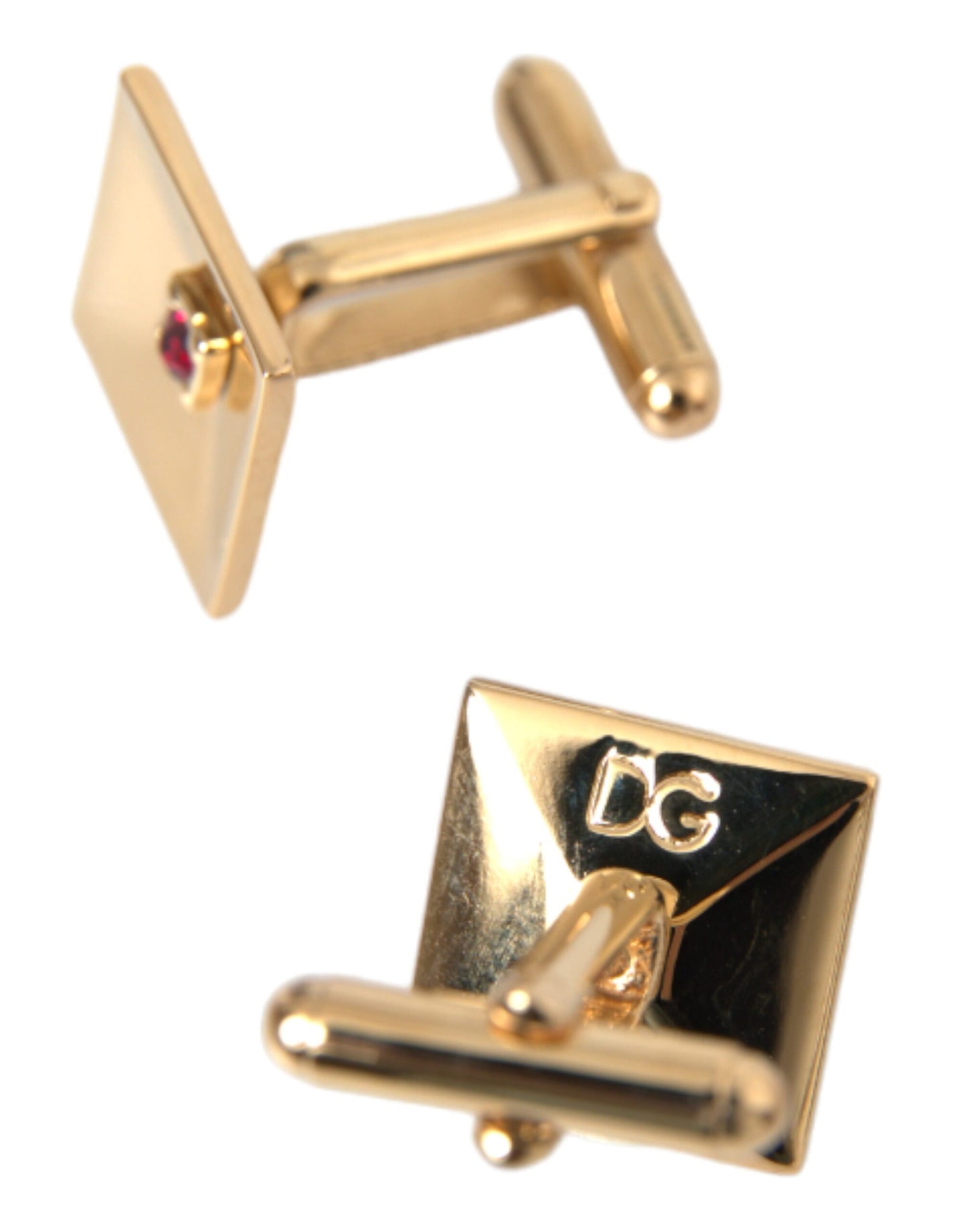 Gold Plated Brass Crystal Square Pin Cufflinks