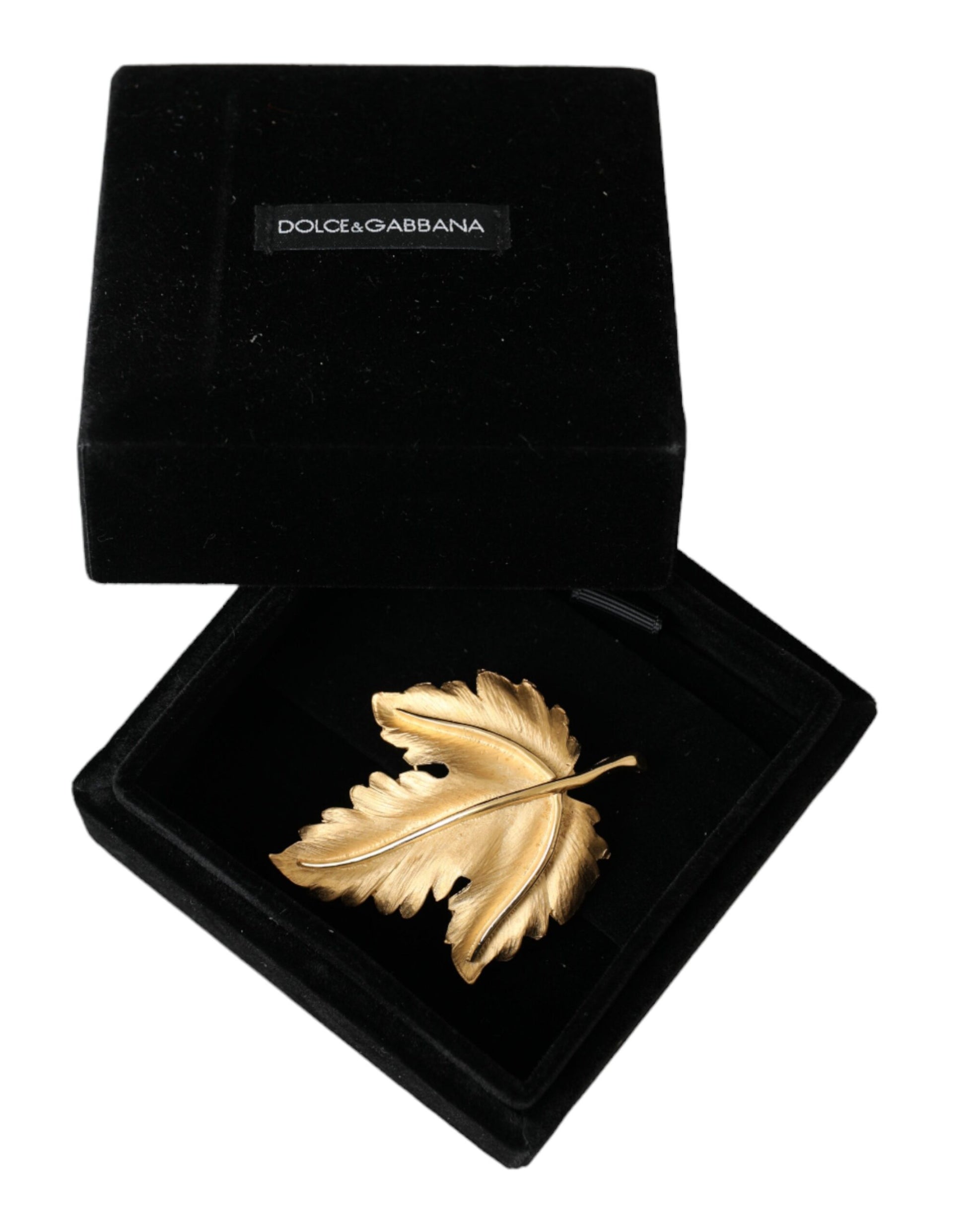 Gold Brass Leaf Embellished Women Brooch Pin