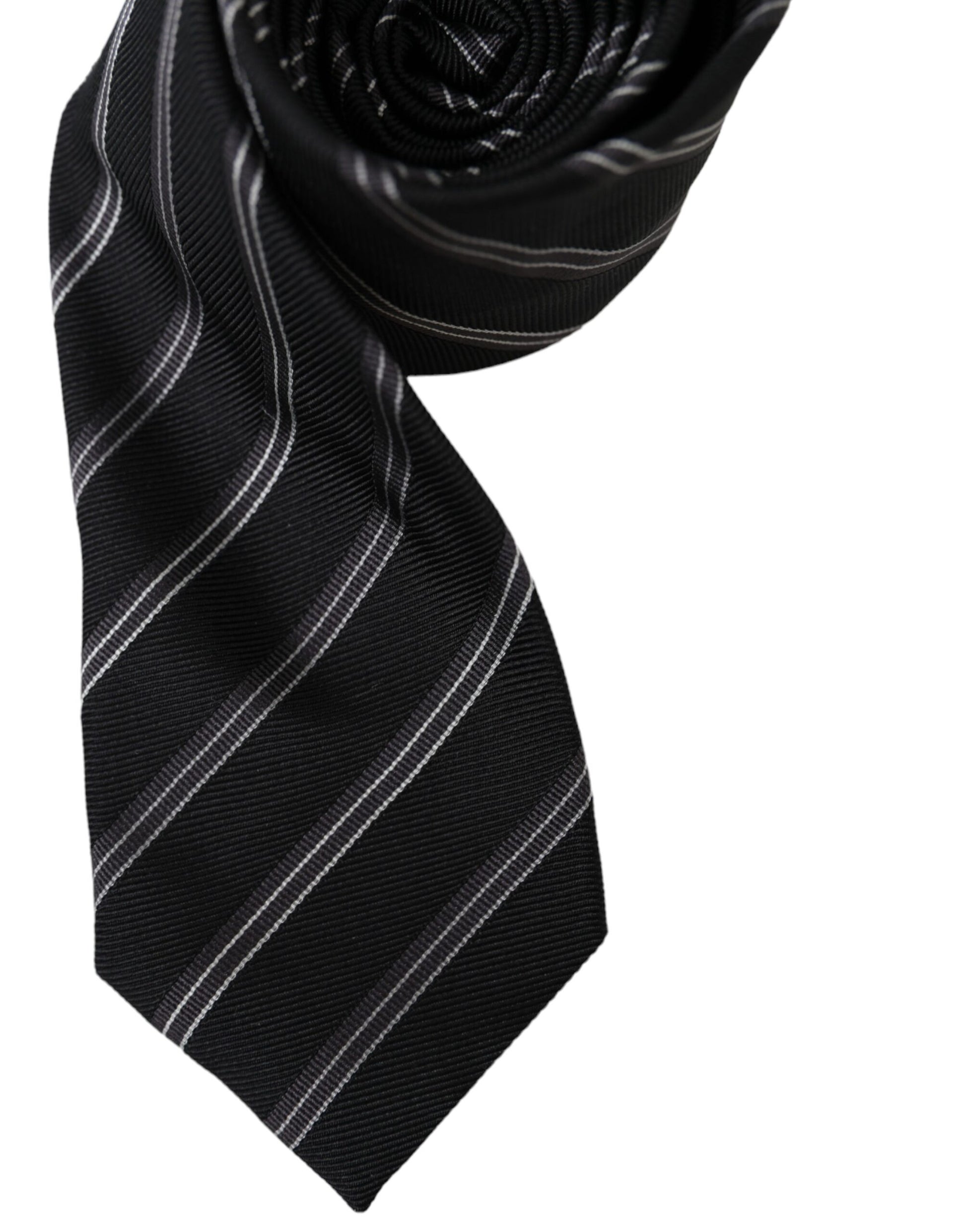 Black White Stripes Silk Adjustable Tie