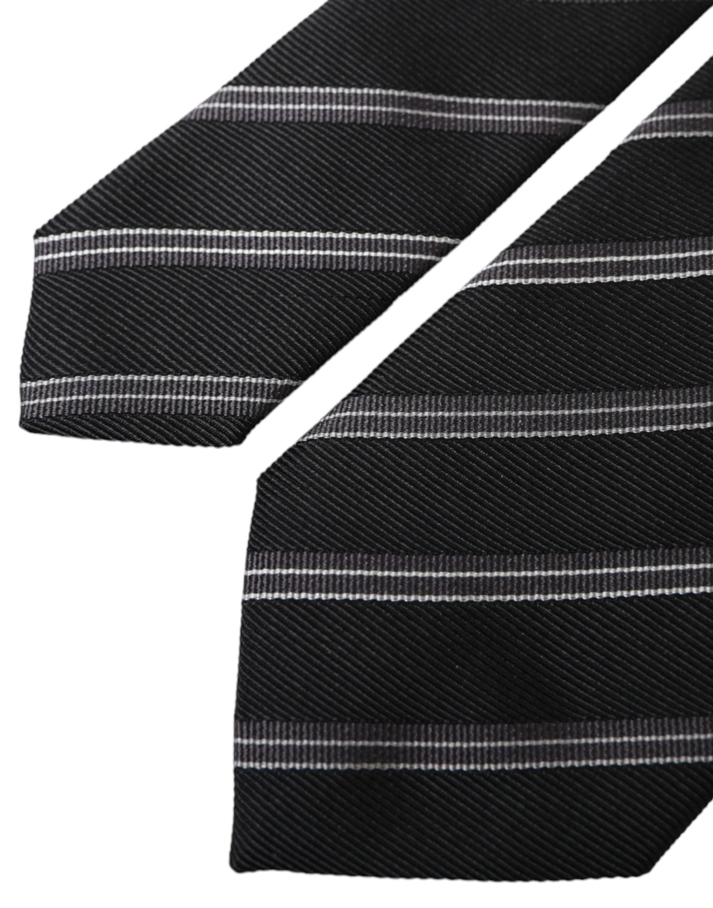 Black White Stripes Silk Adjustable Tie