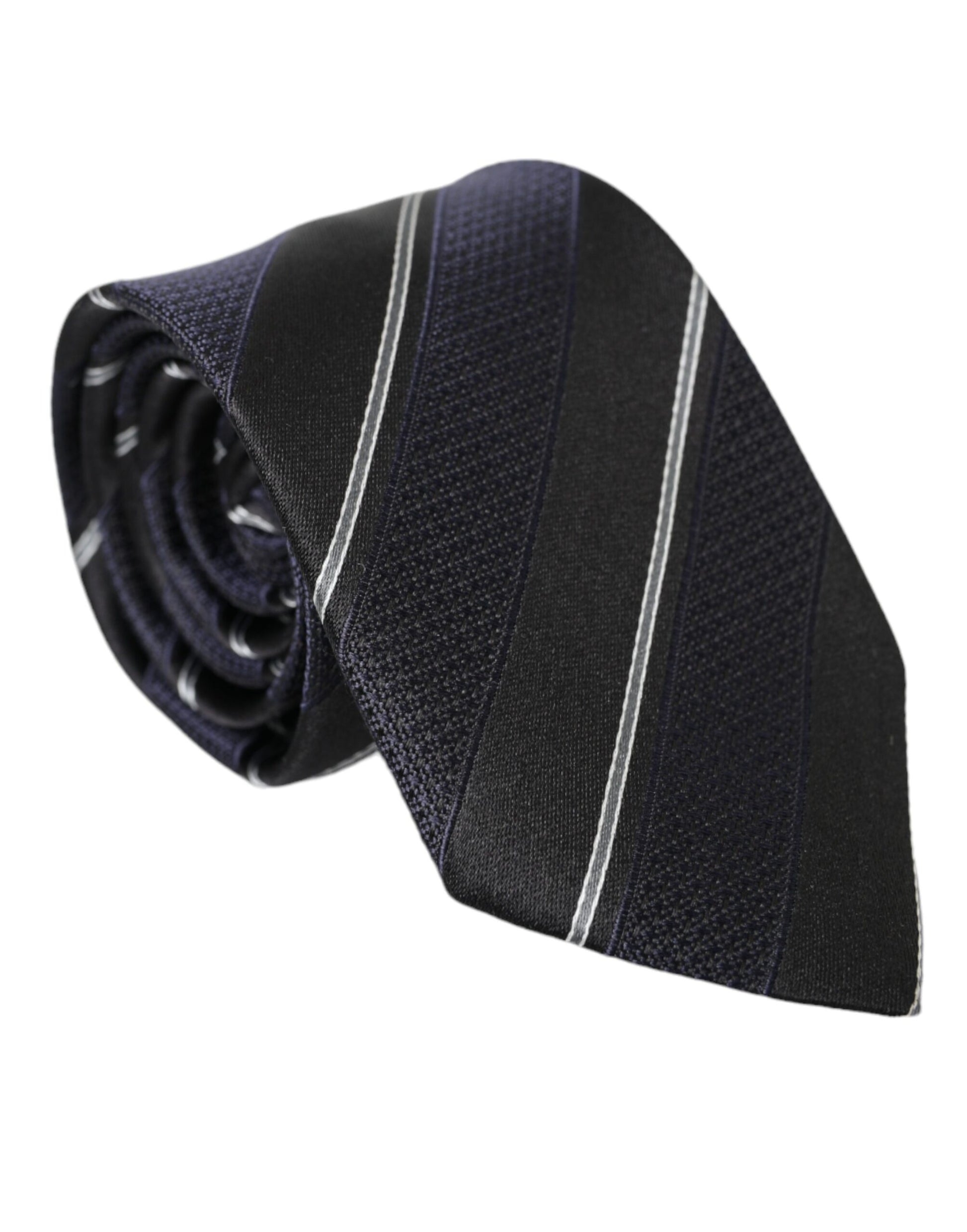 Black White Stripes Silk Adjustable Tie