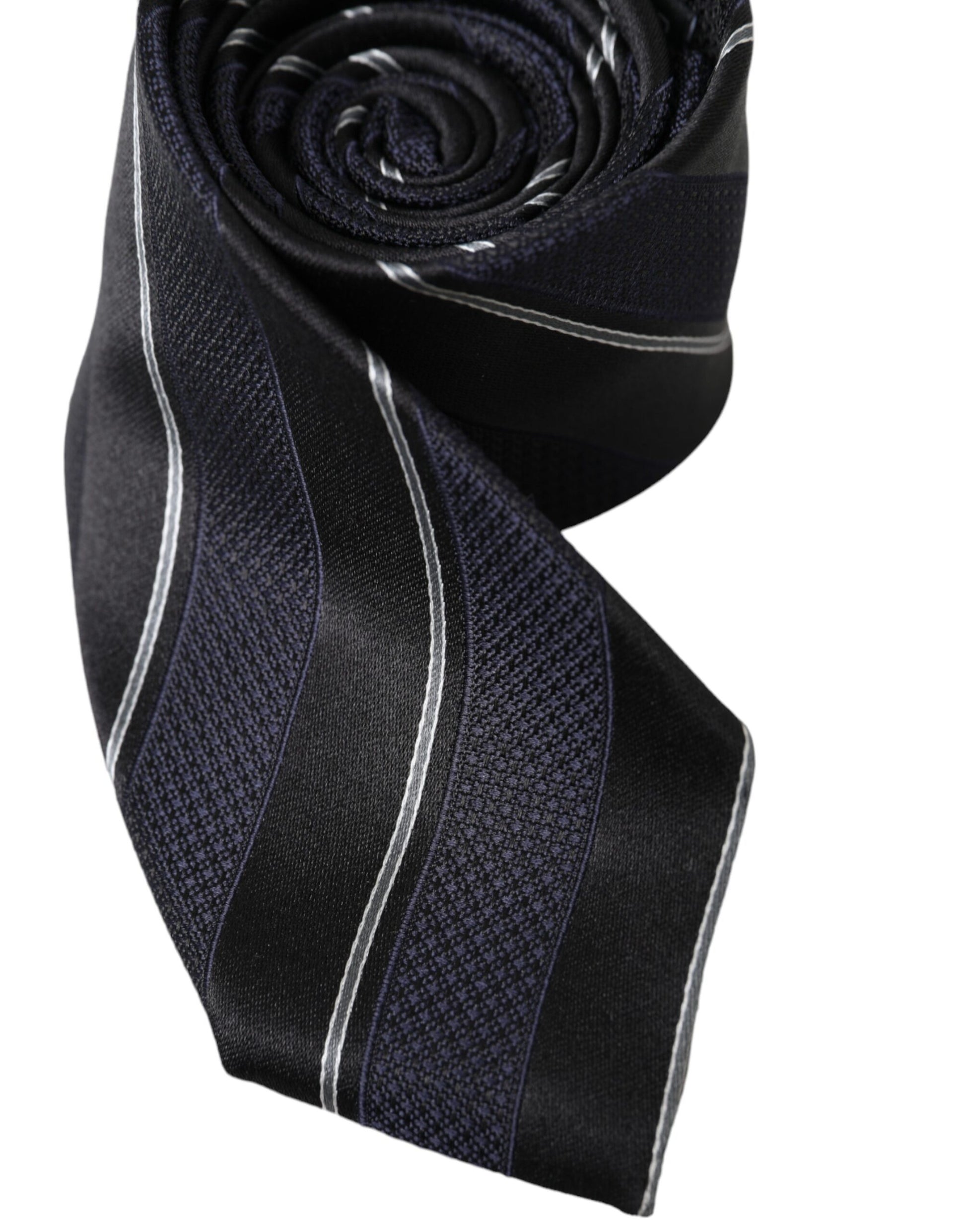 Black White Stripes Silk Adjustable Tie