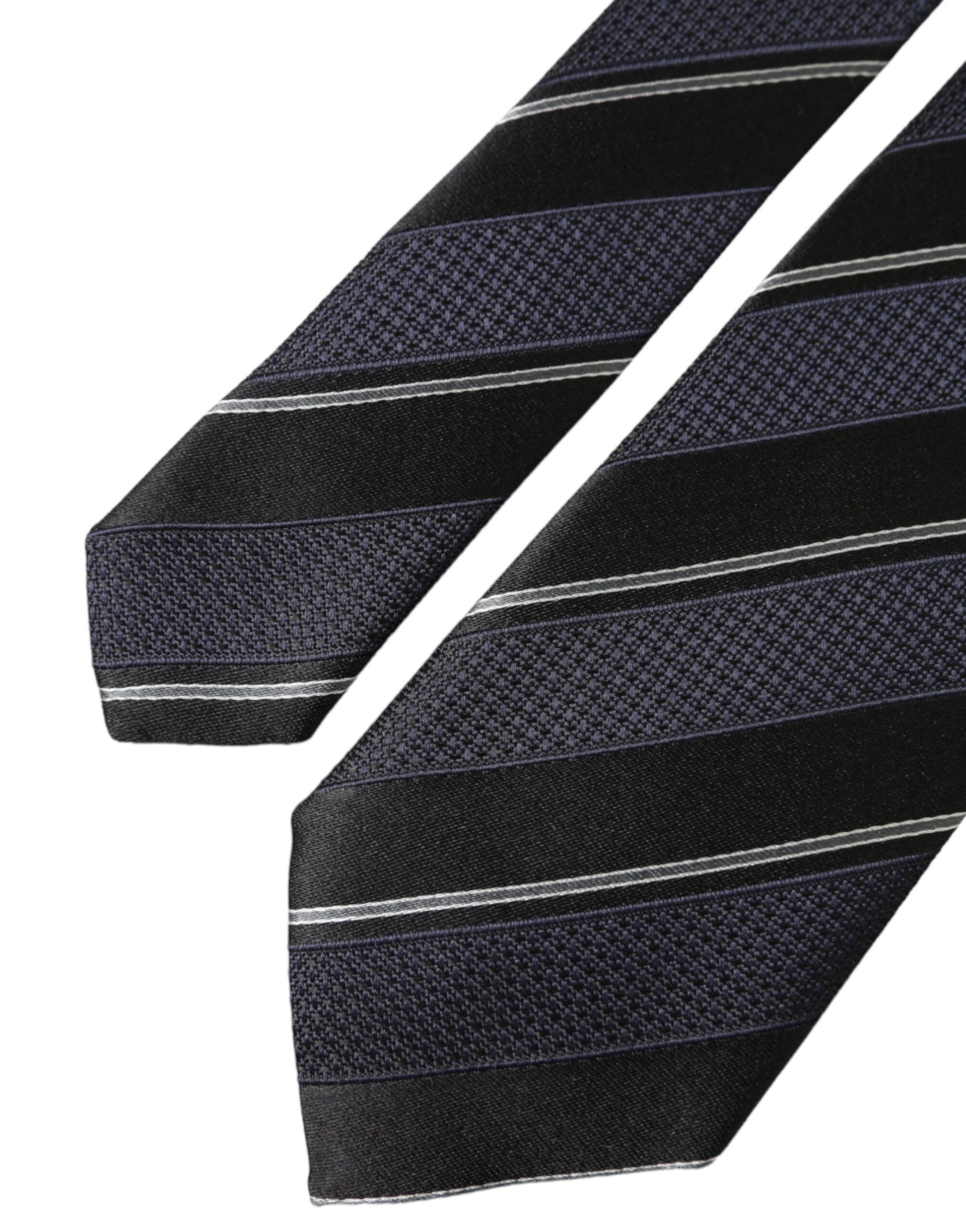 Black White Stripes Silk Adjustable Tie