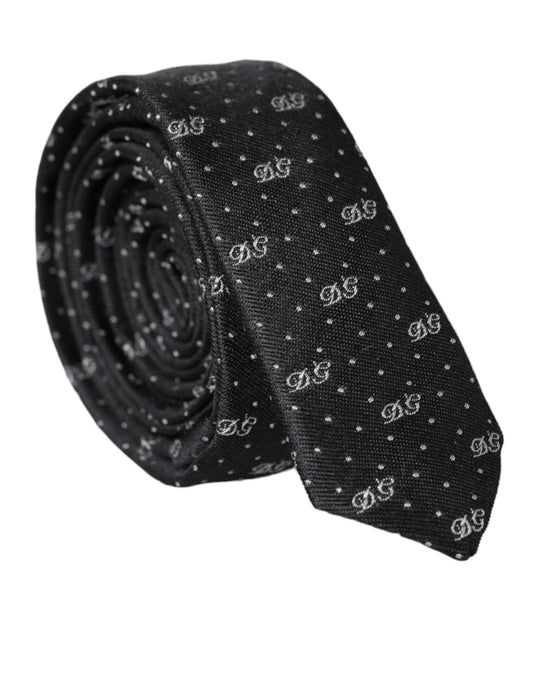 Black DG Logo 100% Silk Adjustable Tie