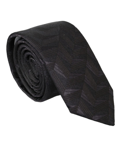 Black Patterned 100% Silk Adjustable Men Tie