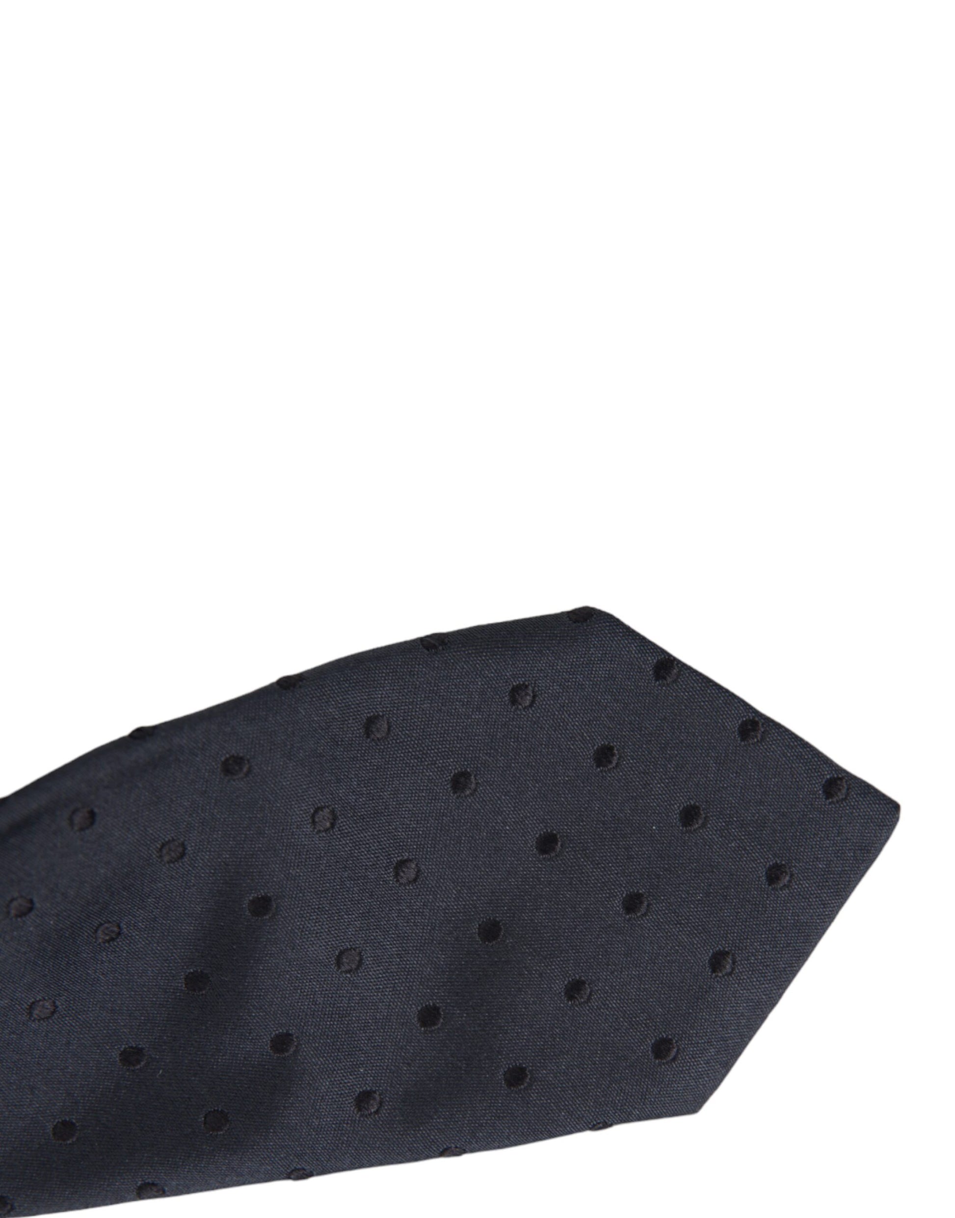 Dark Blue Dotted Silk Adjustable Tie