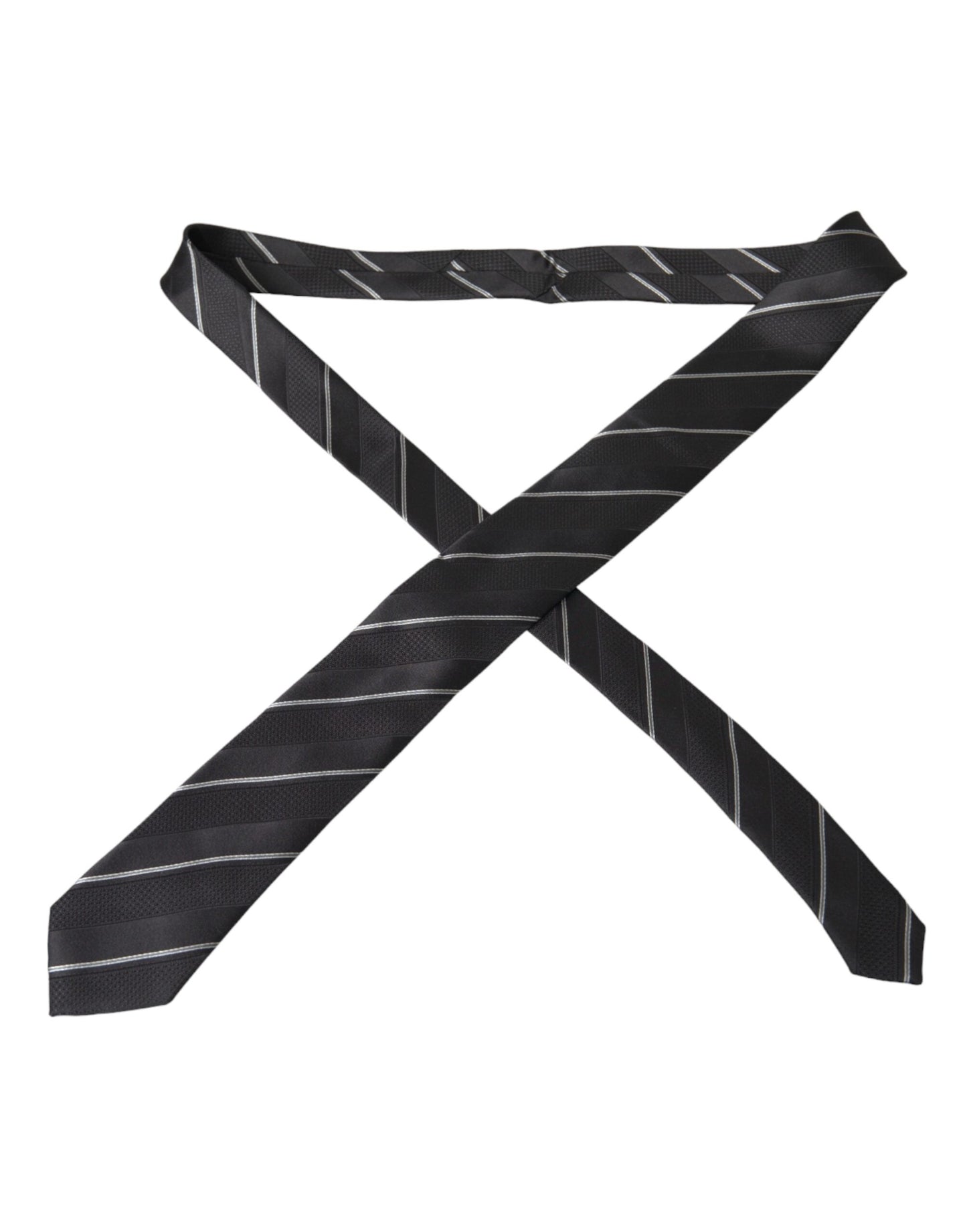 Black White Stripes Silk Adjustable Tie