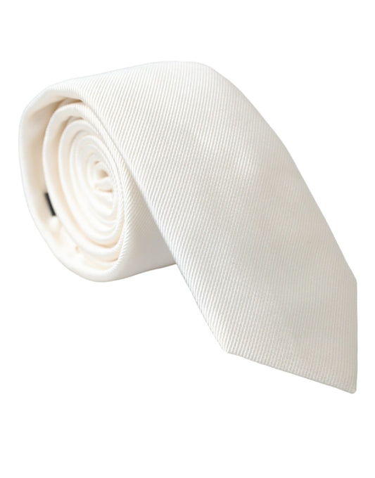 White Solid 100% Silk Adjustable Tie