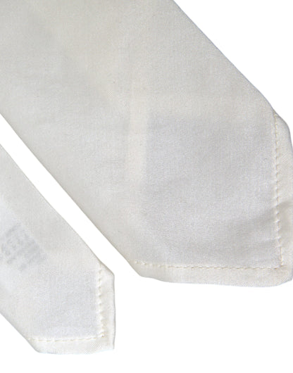 White Silk Blend Adjustable Tie Men