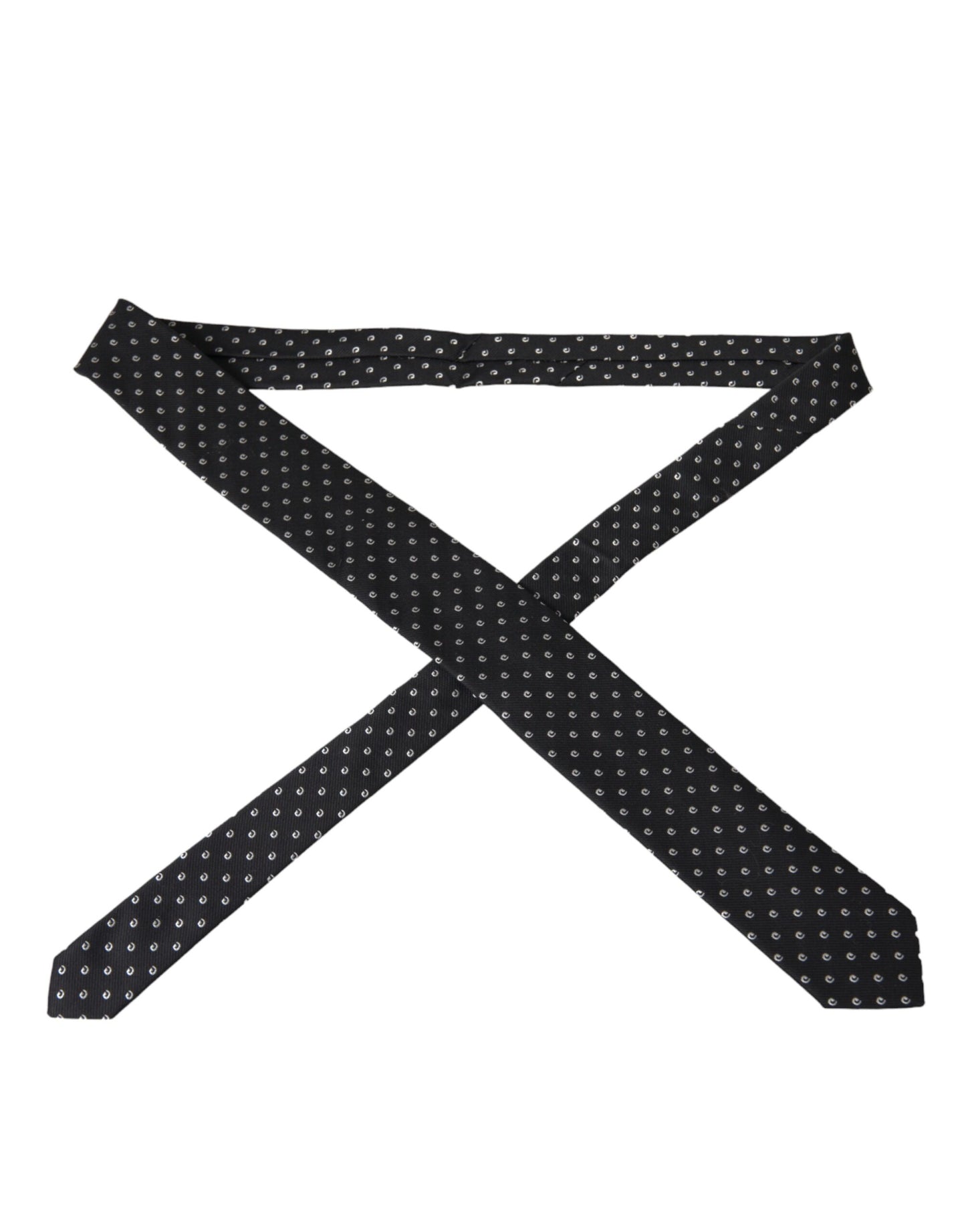 Black Logo Cotton Blend Adjustable Tie