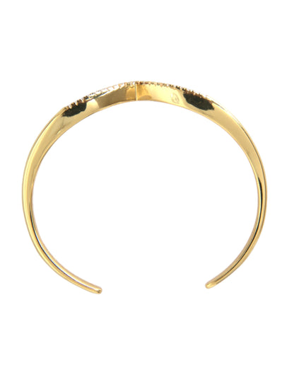 Arched Wing Cuff Skyfall Gold CZ 925 Bracelet