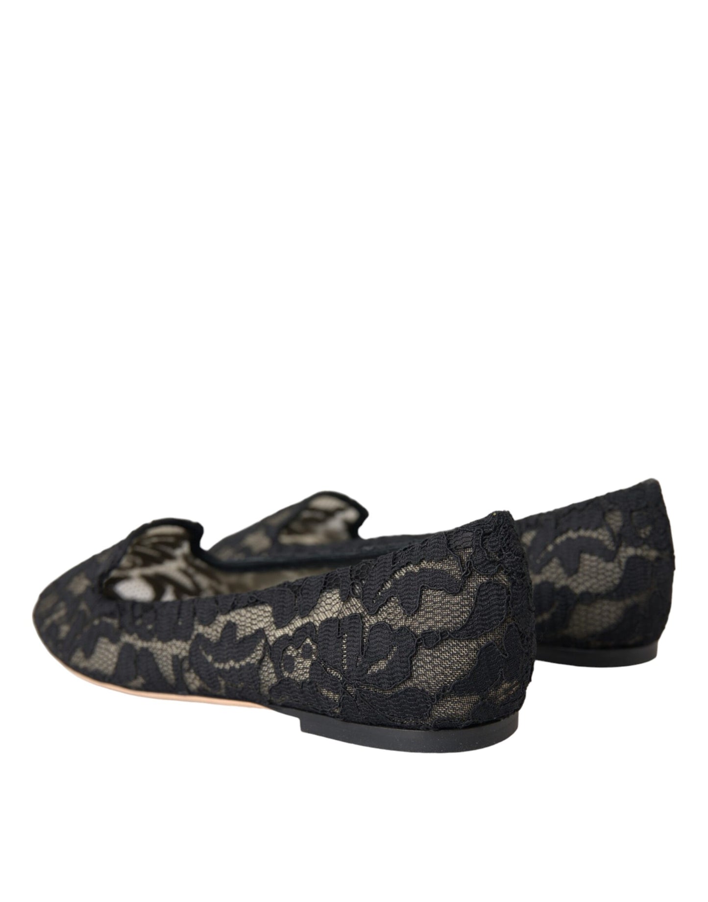 Black Floral Taormina Lace Loafer Flat Shoes