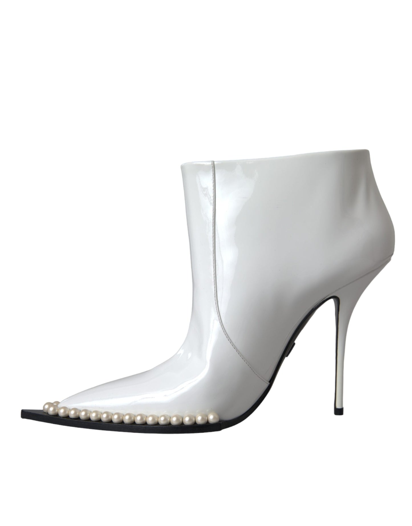 White Pearl Leather Pumps Heels Boots Shoes