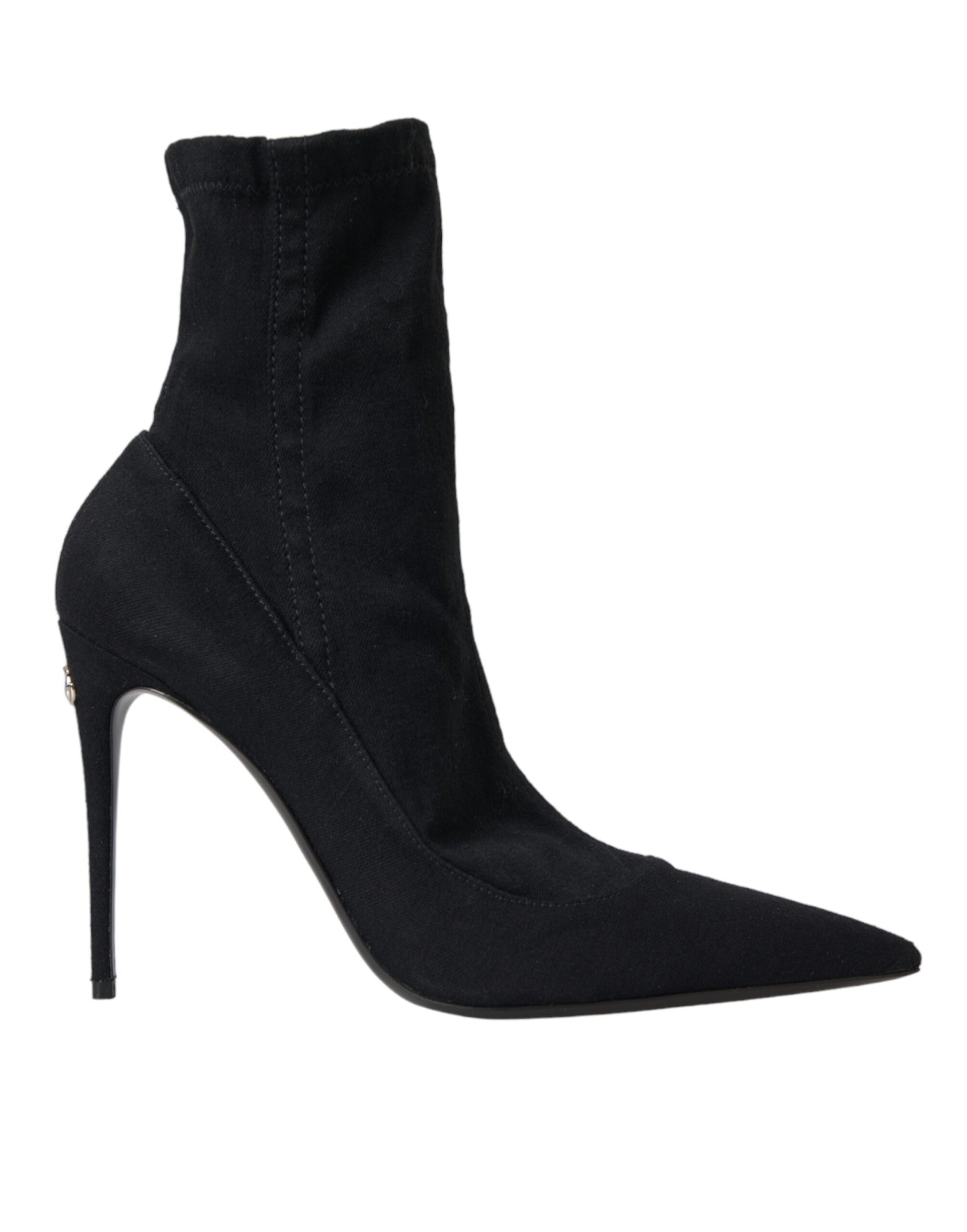 Black Stiletto Heels Denim Ankle Boots Shoes