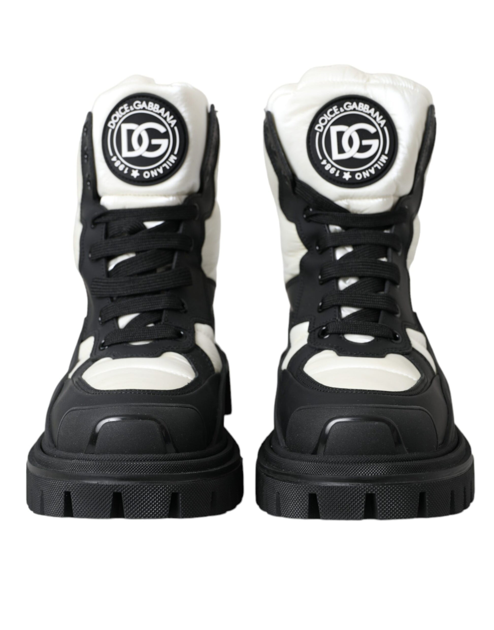 Black White Logo Padded Trekking Boots Shoes