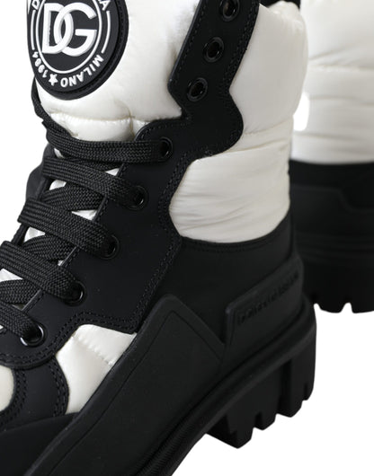 Black White Logo Padded Trekking Boots Shoes