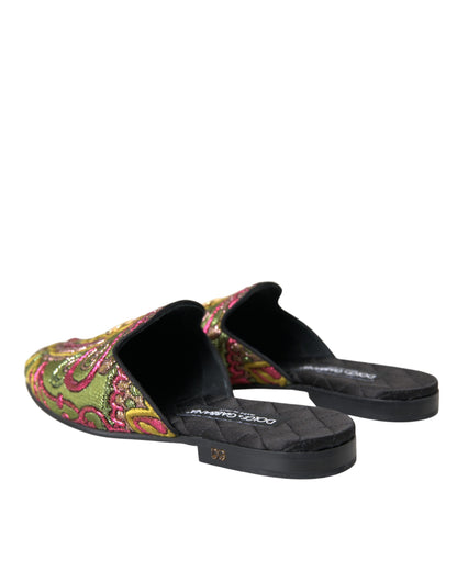 Multicolor Brocade DG Logo Mule Flat Sandals Shoes