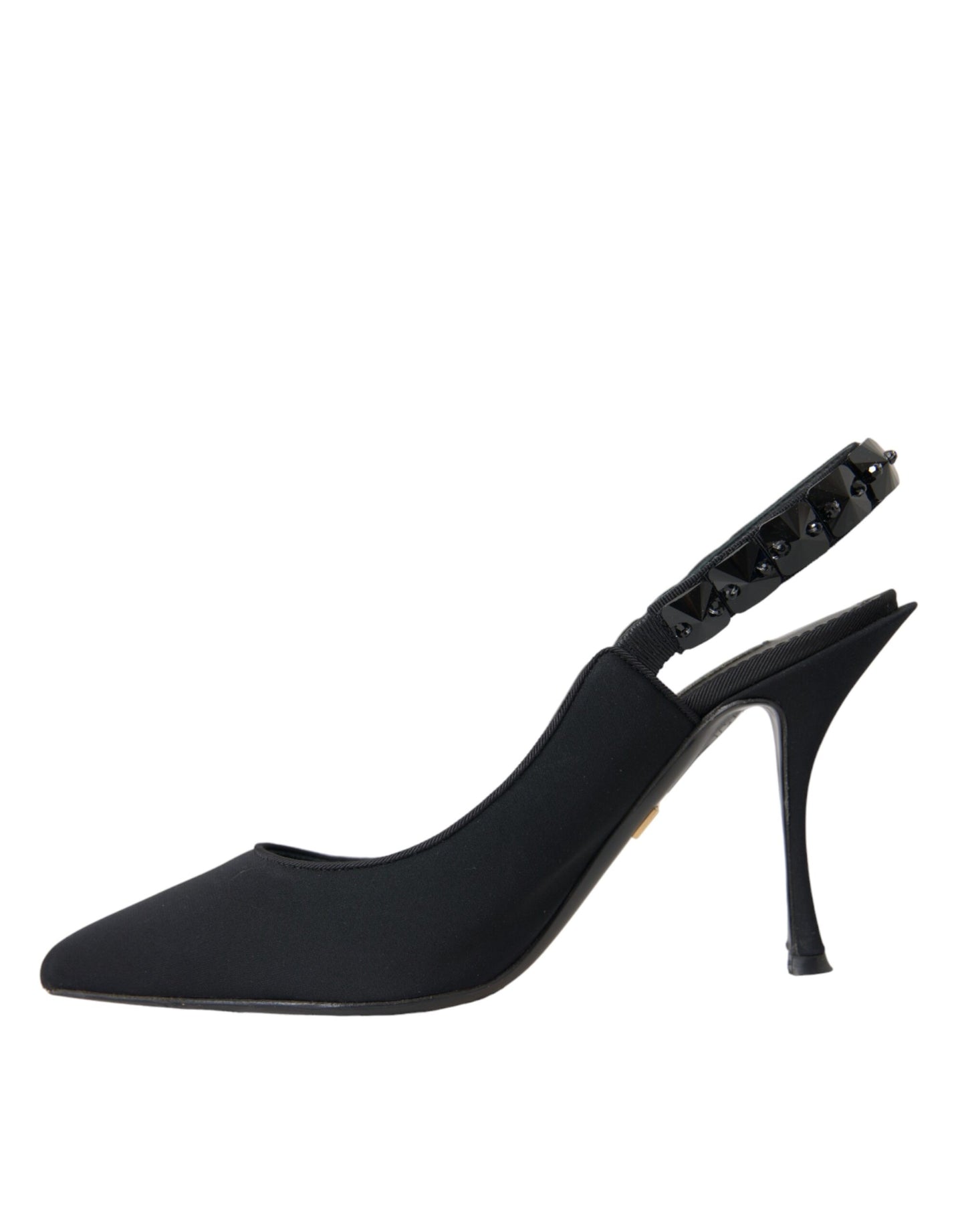 Black Crystal Charmeuse Slingbacks Shoes