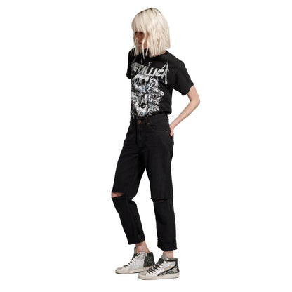 Black Cotton Jeans & Pant