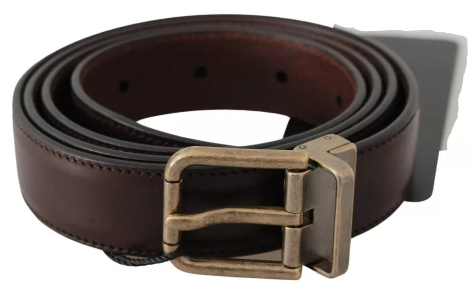 Brown Leather Gold Buckle Men Belt