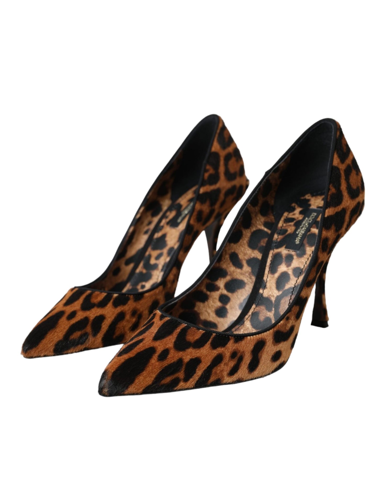 Brown Leopard Calf Hair Heels Pumps Shoes