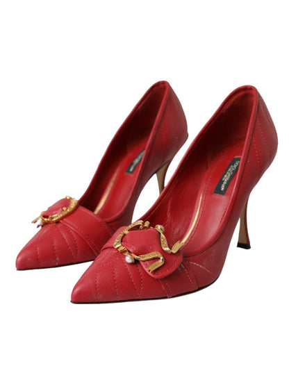 Red Devotion Leather Heels Pumps Shoes