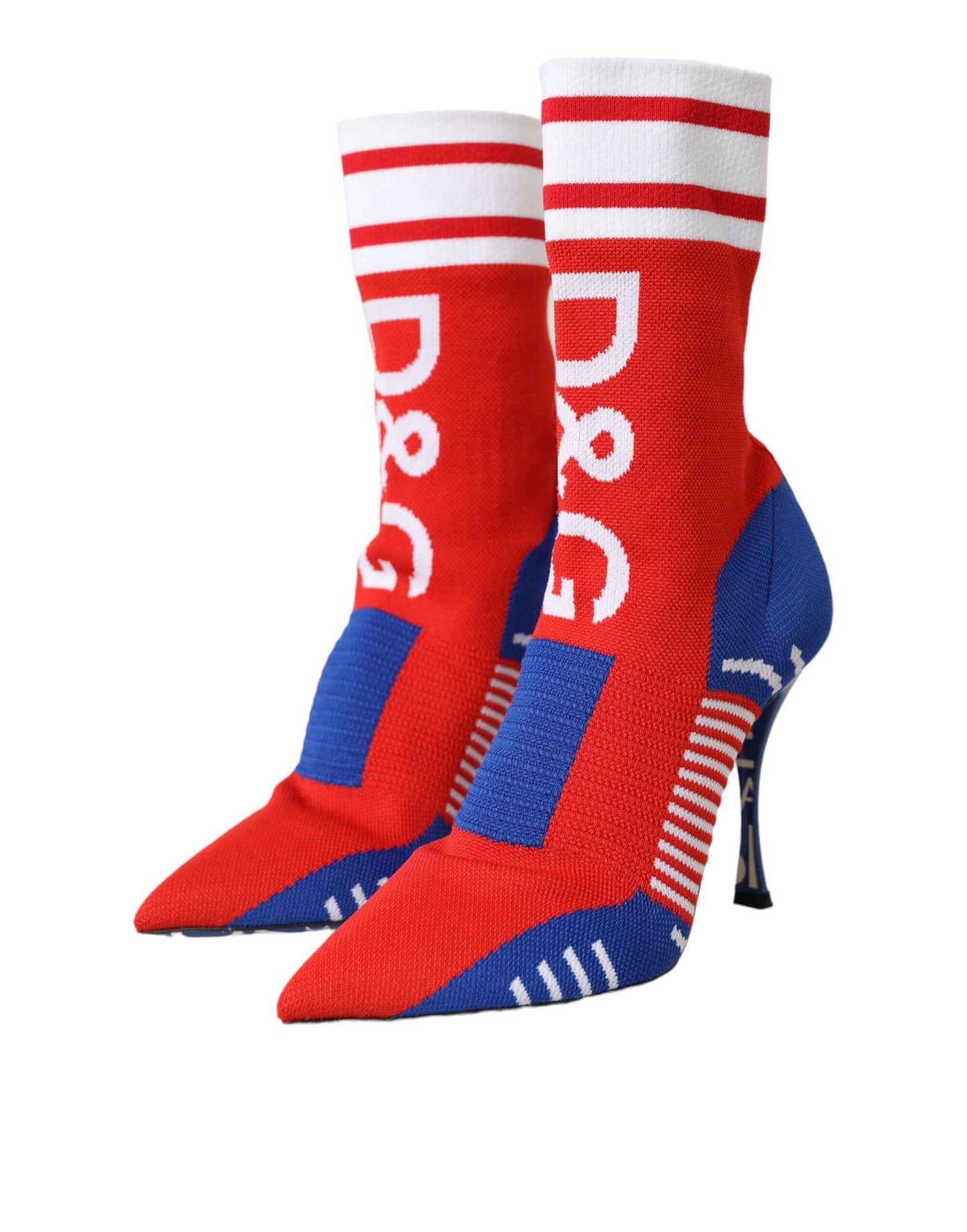 Red Blue Stretch Sock Style Ankle Boots Logo Shoes