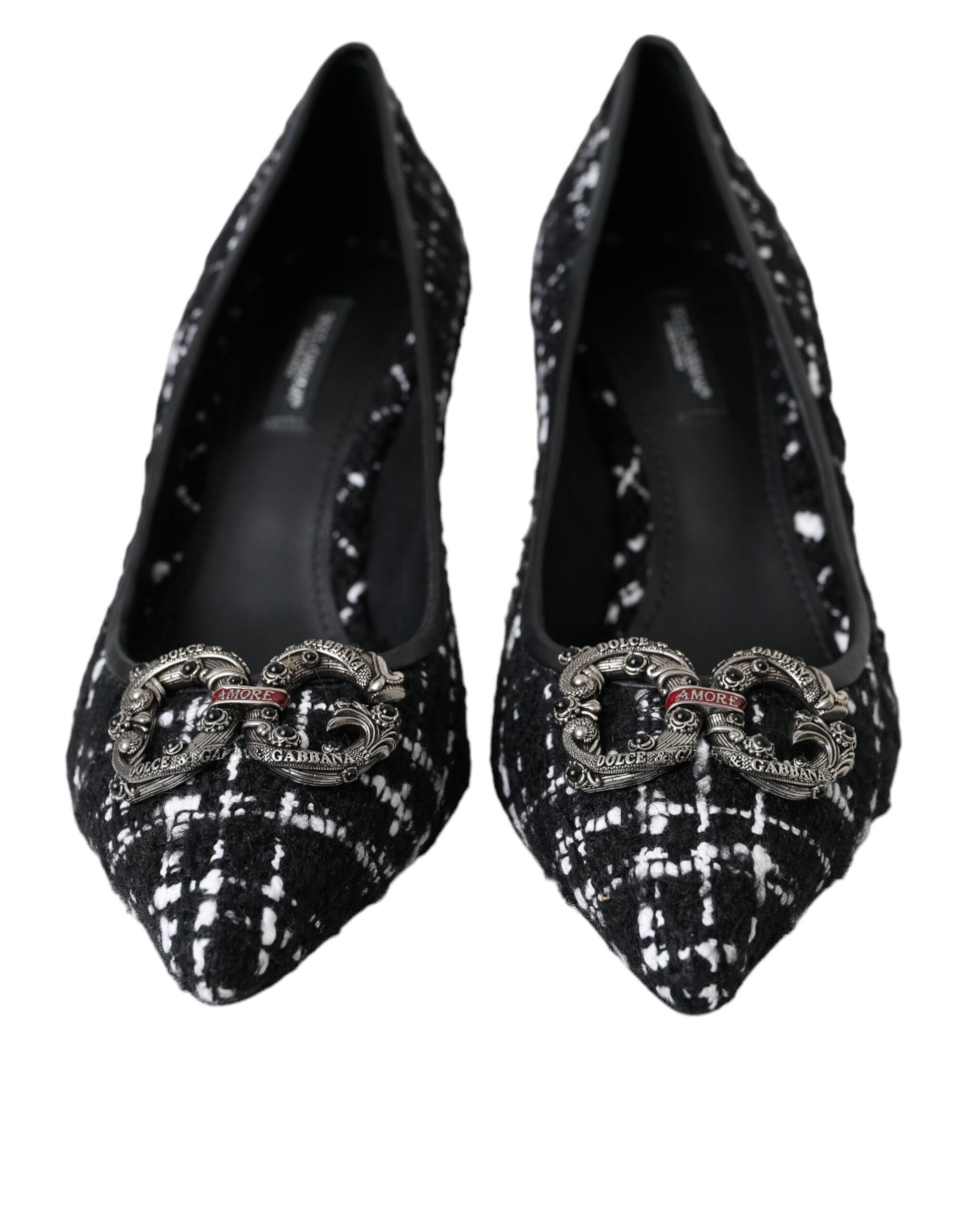 Black White Tweed DG Amore Heels Pumps Shoes