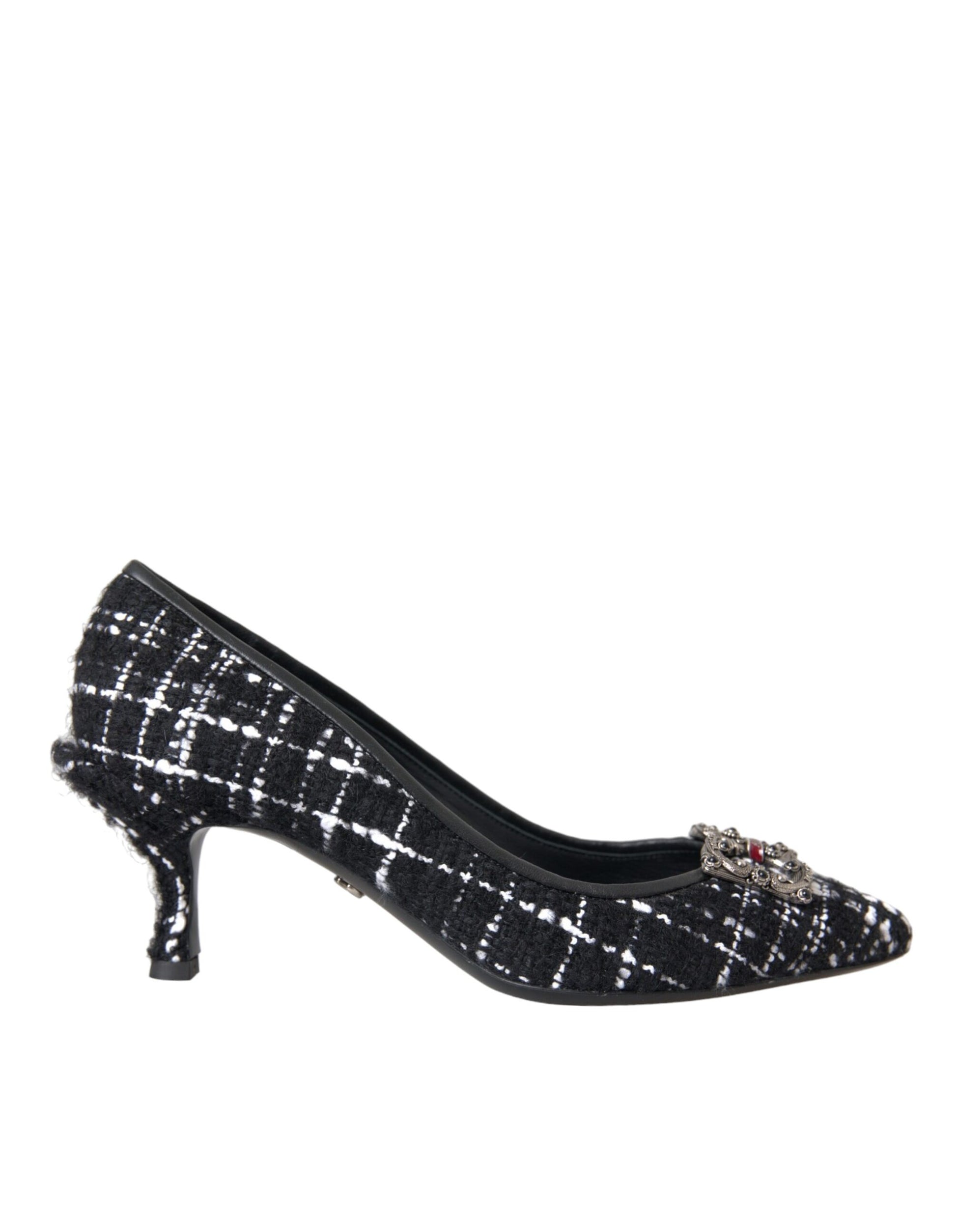 Black White Tweed DG Amore Heels Pumps Shoes