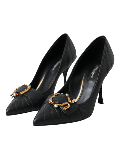 Black Devotion Leather Heels Pumps Shoes