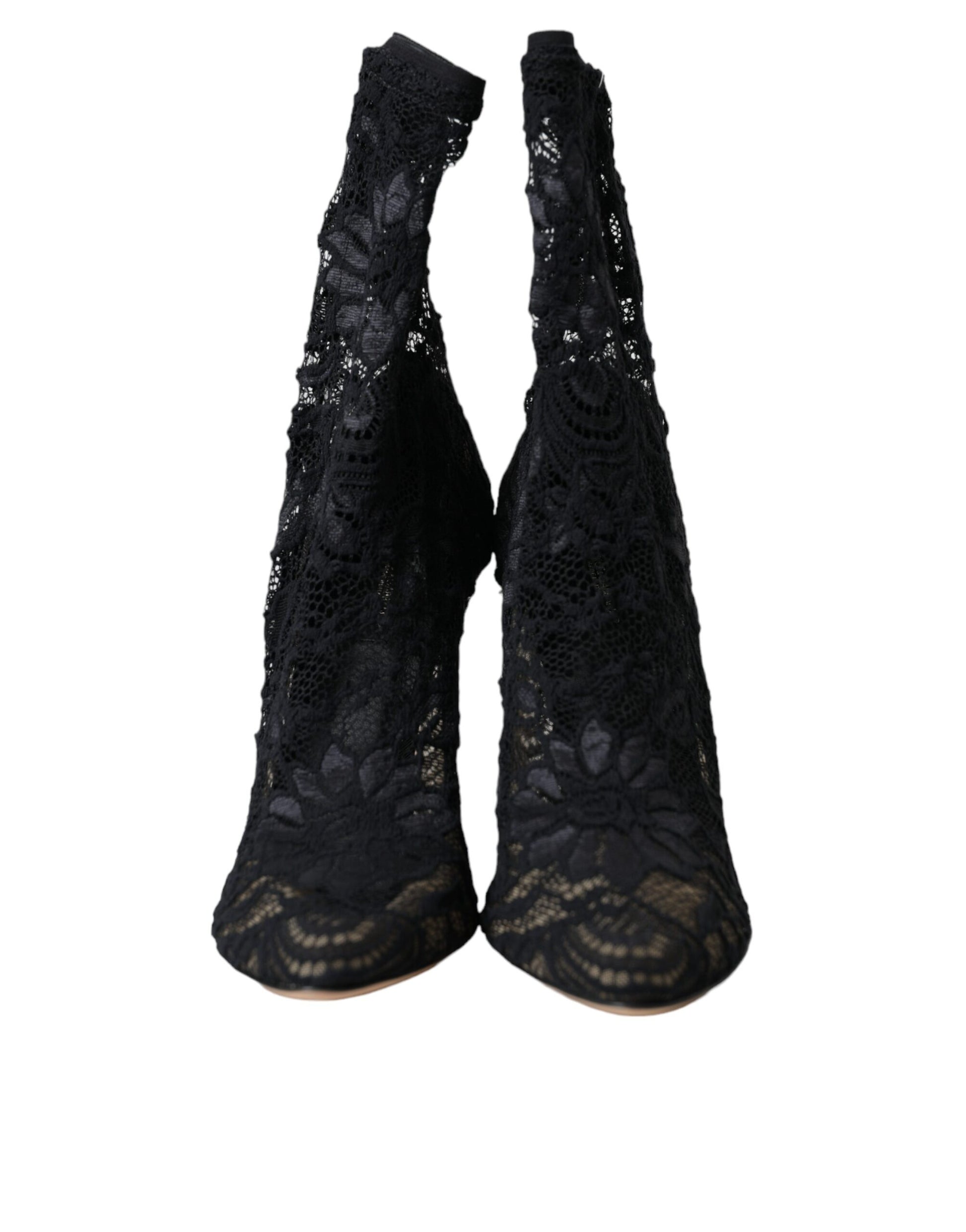 Black Stretch Taormina Lace Boots Shoes