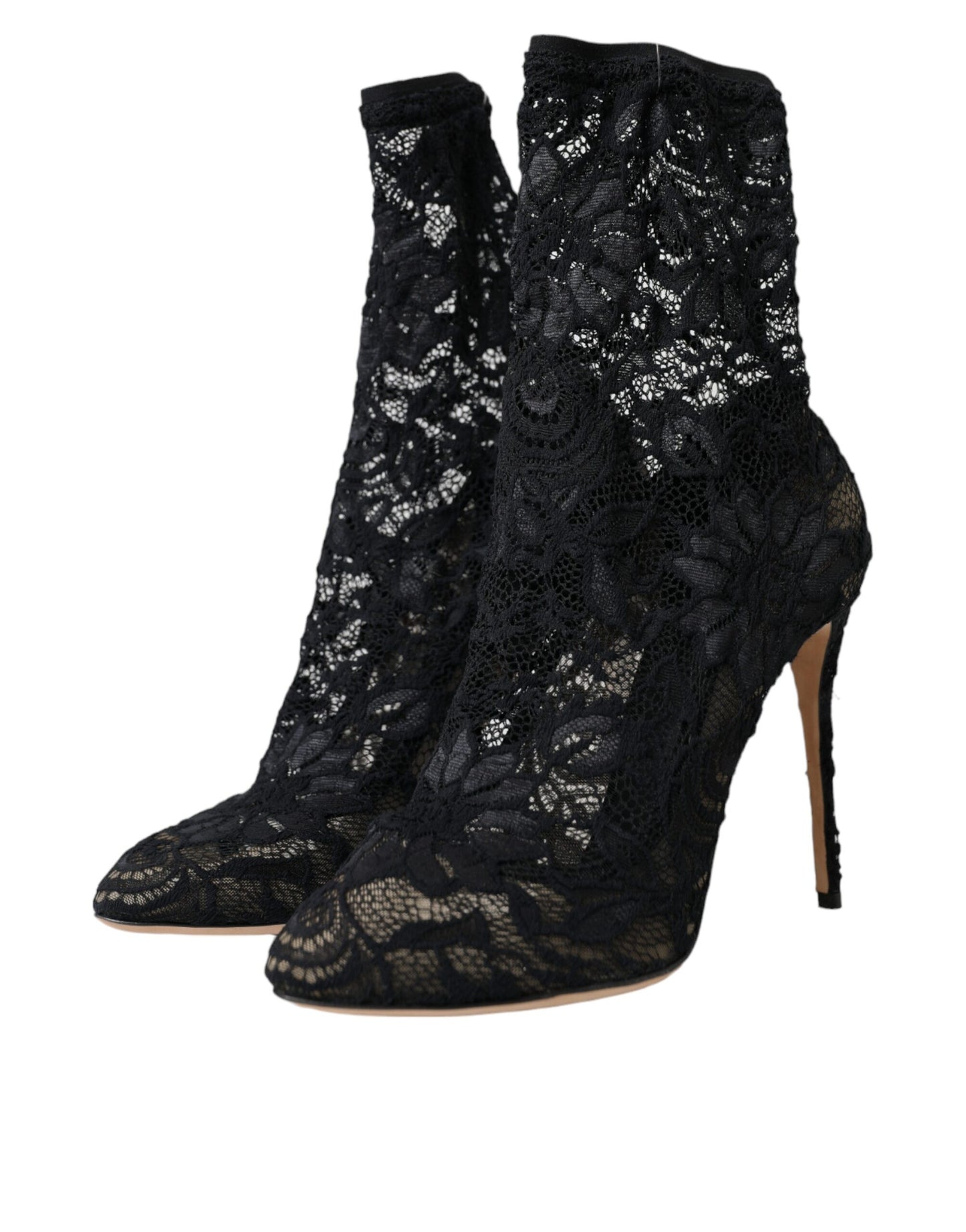 Black Stretch Taormina Lace Boots Shoes