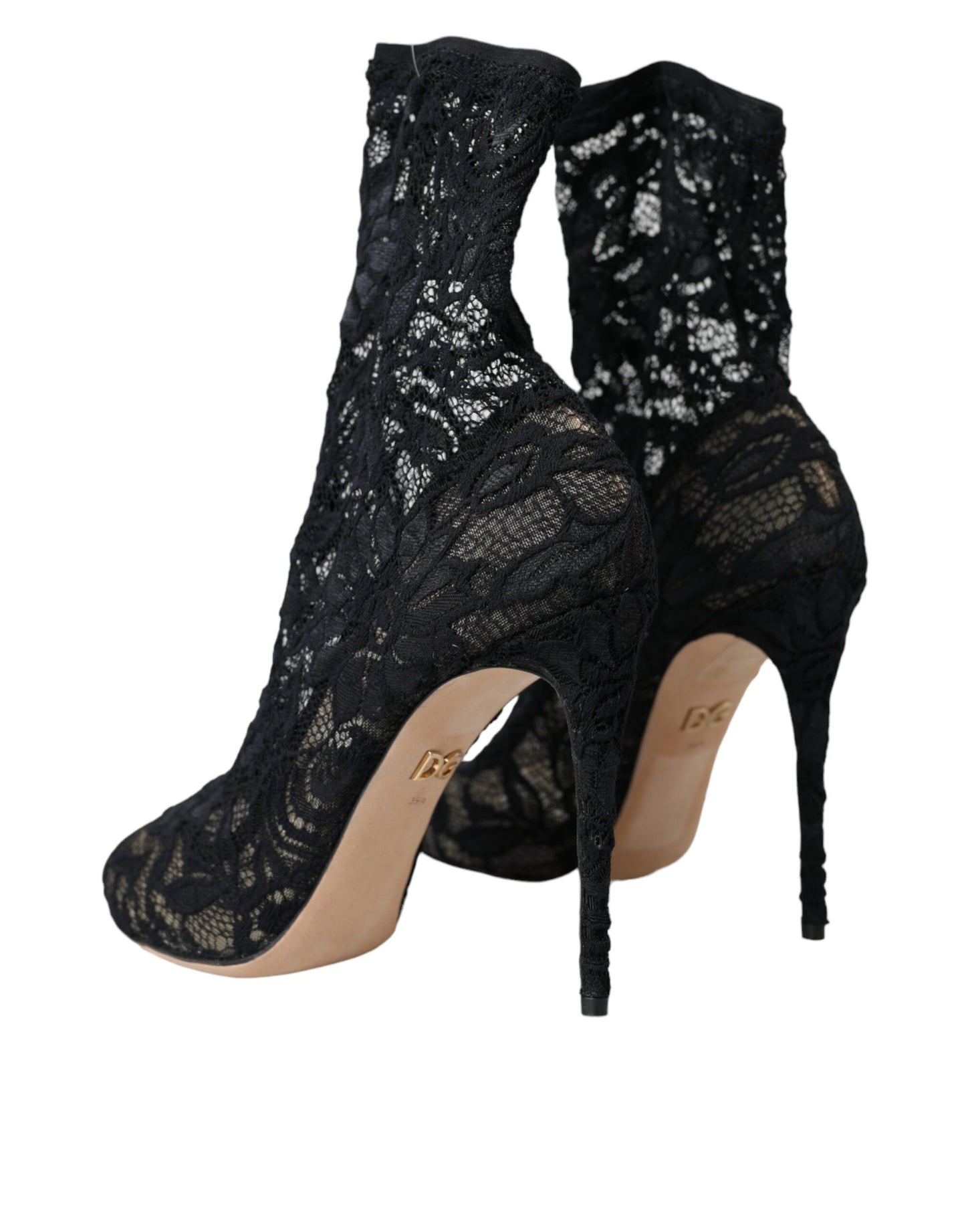 Black Stretch Taormina Lace Boots Shoes