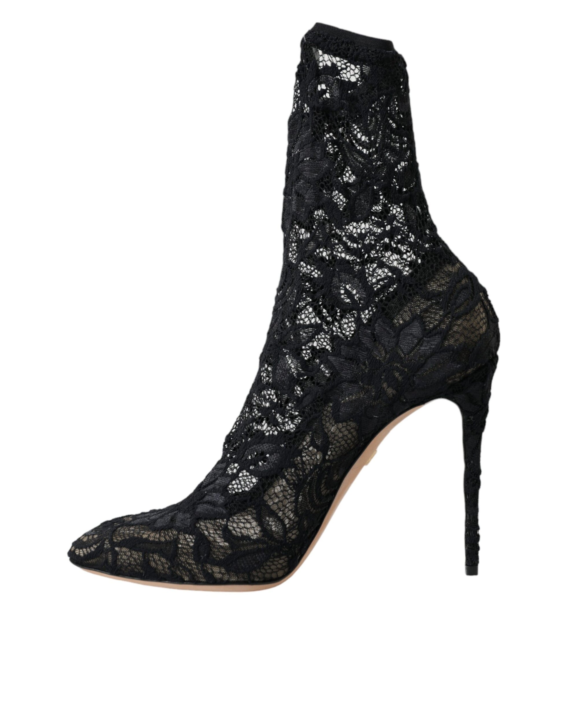 Black Stretch Taormina Lace Boots Shoes