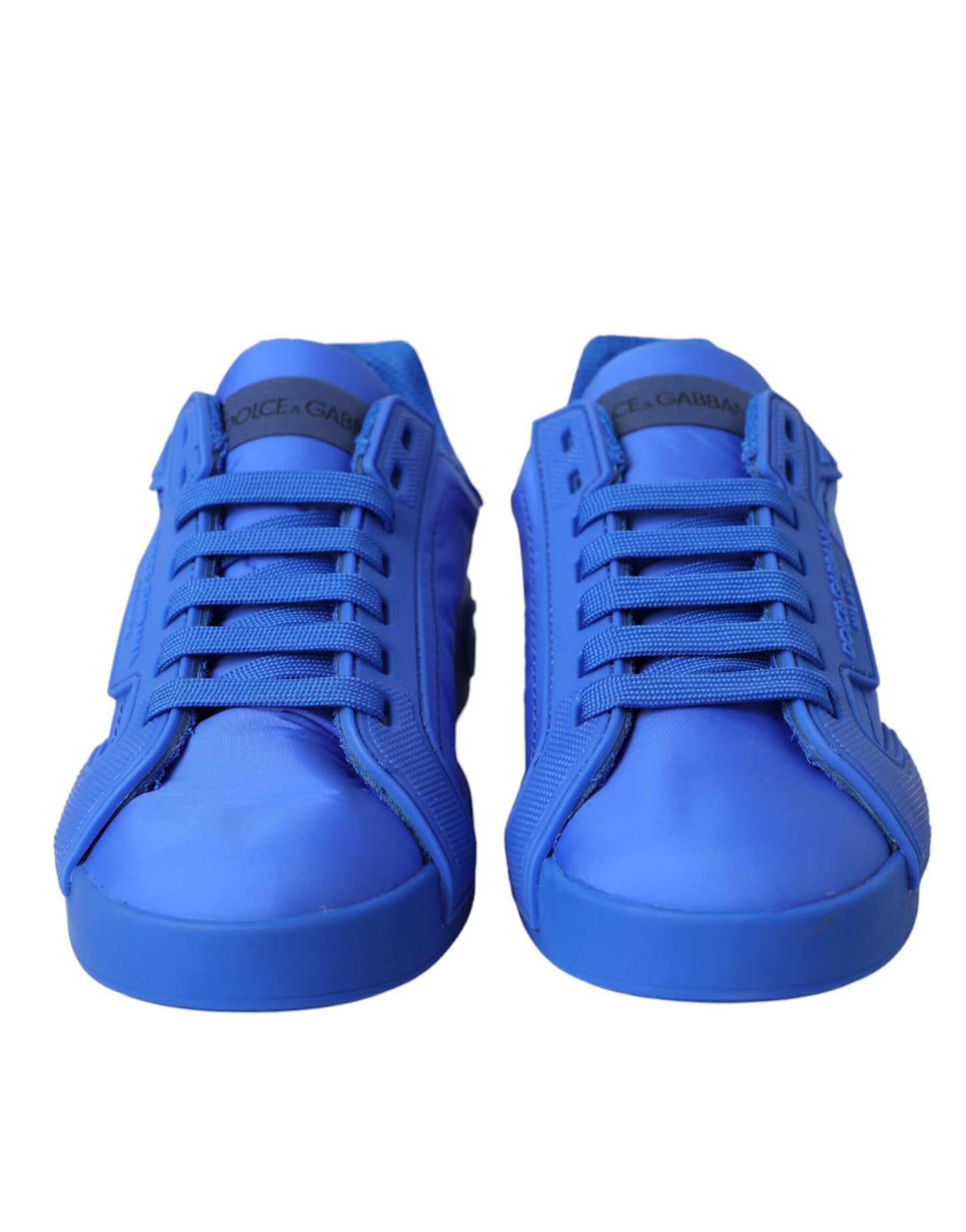 Blue Leather Fabric Low Top Sneakers Shoes