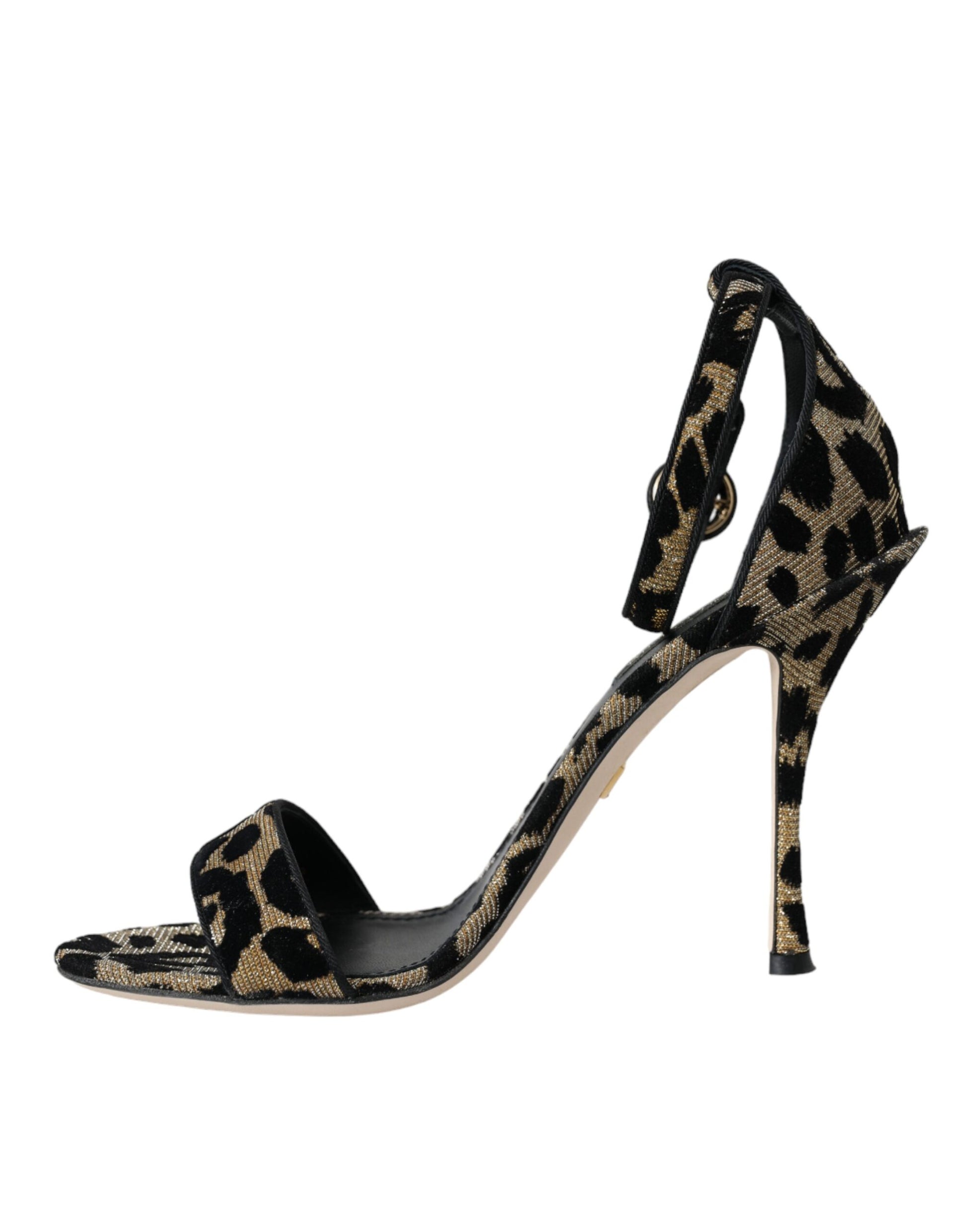 Gold Leopard Lurex High Heel Sandals Shoes