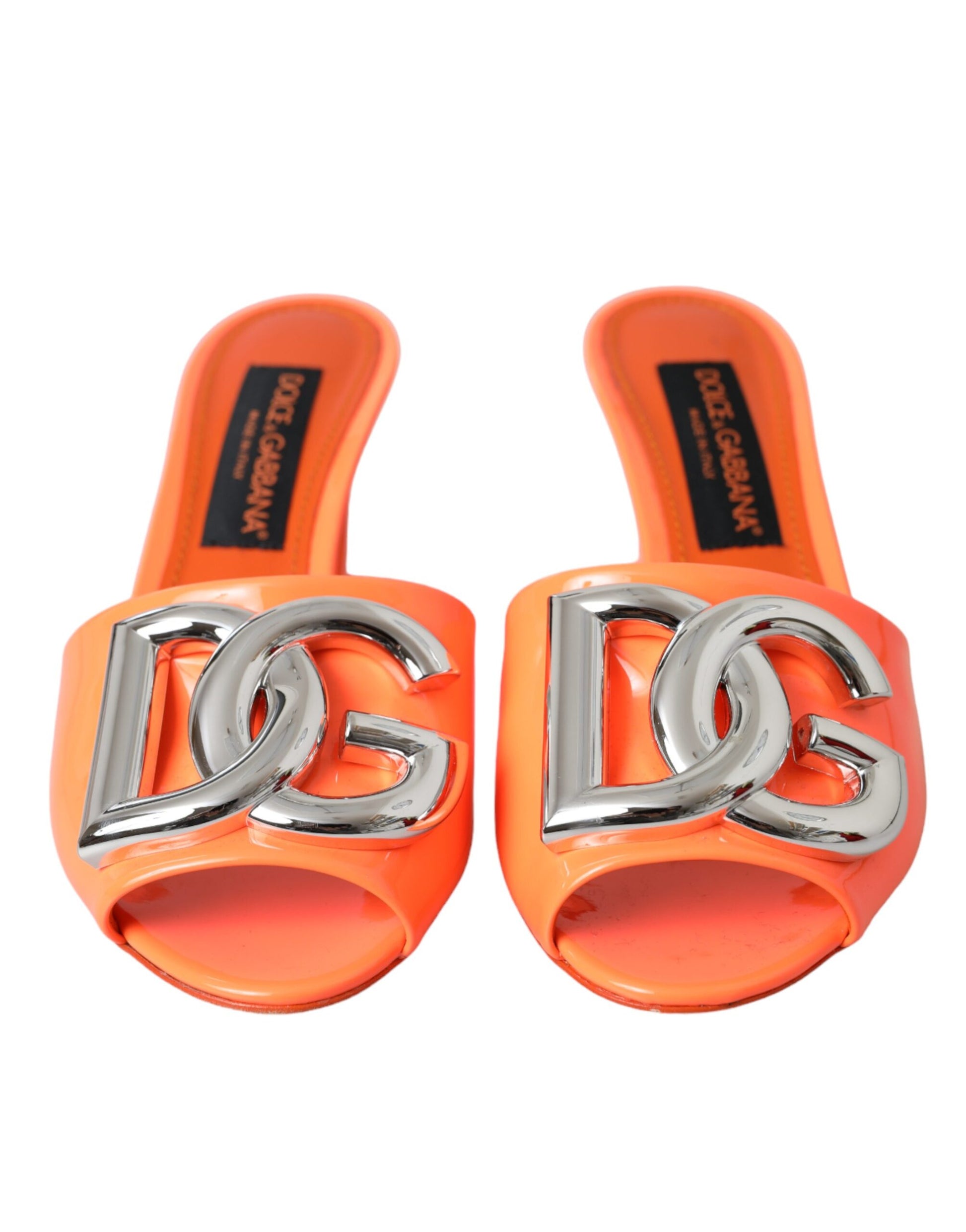 Orange DG Logo Slides Heels Sandals Shoes