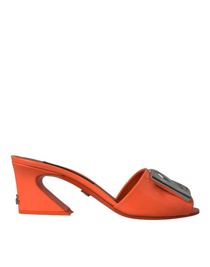 Orange DG Logo Slides Heels Sandals Shoes