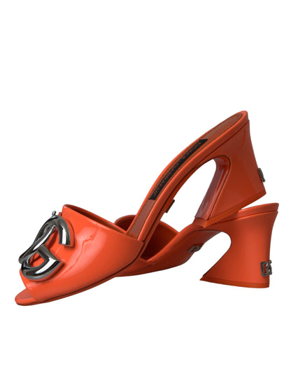 Orange DG Logo Slides Heels Sandals Shoes