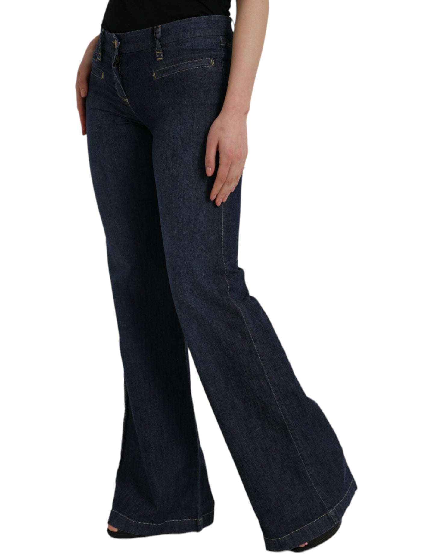 Dark Blue Cotton Bootcut Denim Jeans