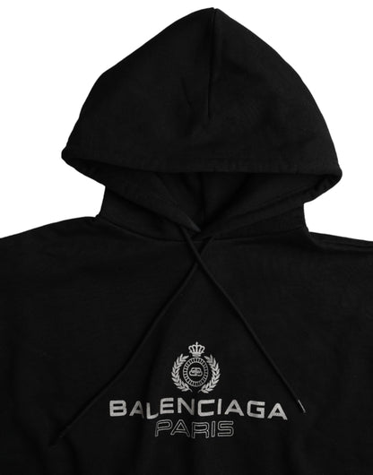 Black Cotton Logo Hooded Pullover Sweatshirt Sweater